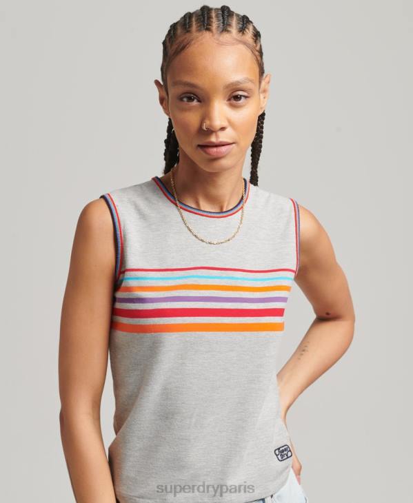 Superdry femmes débardeur à rayures cali D64Z6527 vêtements gris