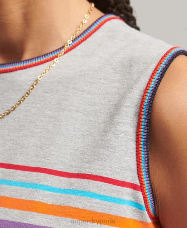 Superdry femmes débardeur à rayures cali D64Z6527 vêtements gris