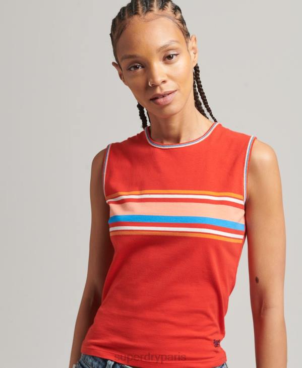 Superdry femmes débardeur à rayures cali D64Z6536 vêtements rouge