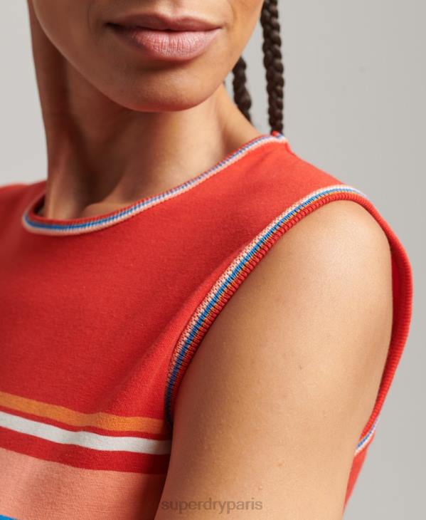 Superdry femmes débardeur à rayures cali D64Z6536 vêtements rouge