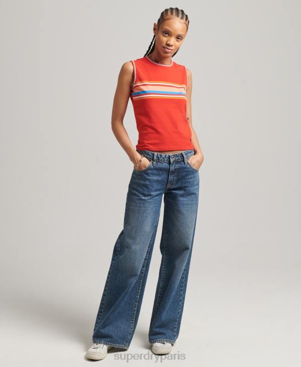 Superdry femmes débardeur à rayures cali D64Z6536 vêtements rouge
