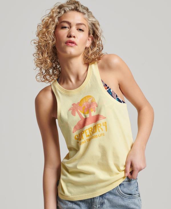 Superdry femmes débardeur vintage à découpes cali D64Z2200 vêtements jaune