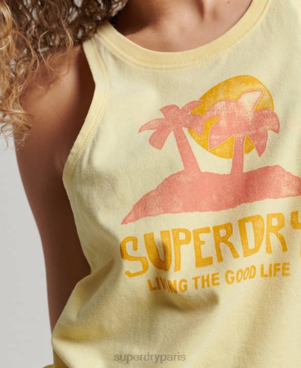 Superdry femmes débardeur vintage à découpes cali D64Z2200 vêtements jaune