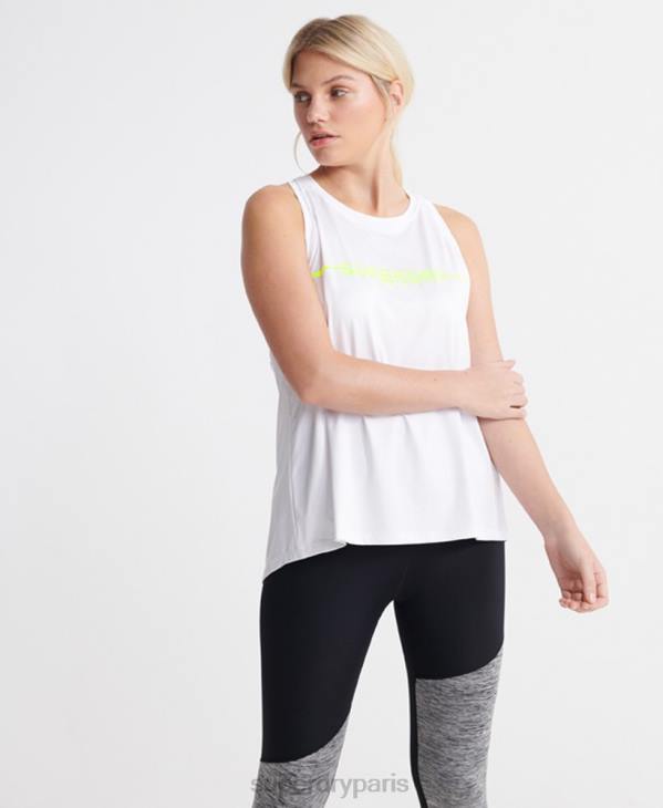 Superdry femmes débardeurs de gym d'entraînement D64Z3089 vêtements blanc