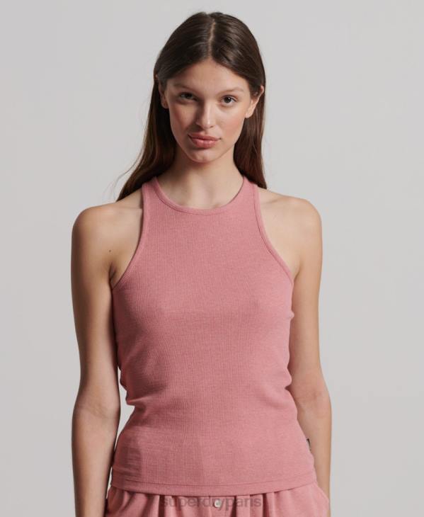 Superdry femmes gilet côtelé en coton bio D64Z3078 vêtements rose