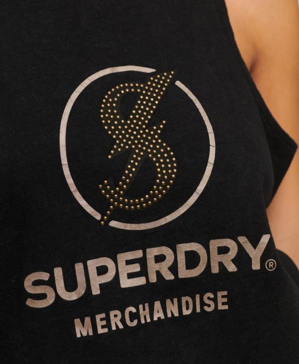 Superdry femmes gilet de magasin de merch vintage D64Z2964 vêtements noir
