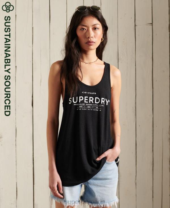 Superdry femmes gilet en lin du désert D64Z3090 vêtements noir