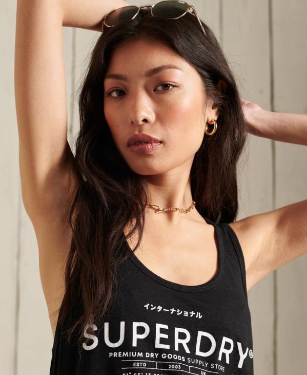 Superdry femmes gilet en lin du désert D64Z3090 vêtements noir