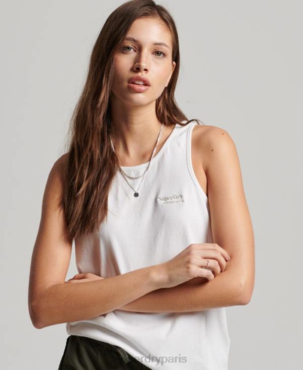 Superdry femmes gilet à logo vintage D64Z2883 vêtements blanc