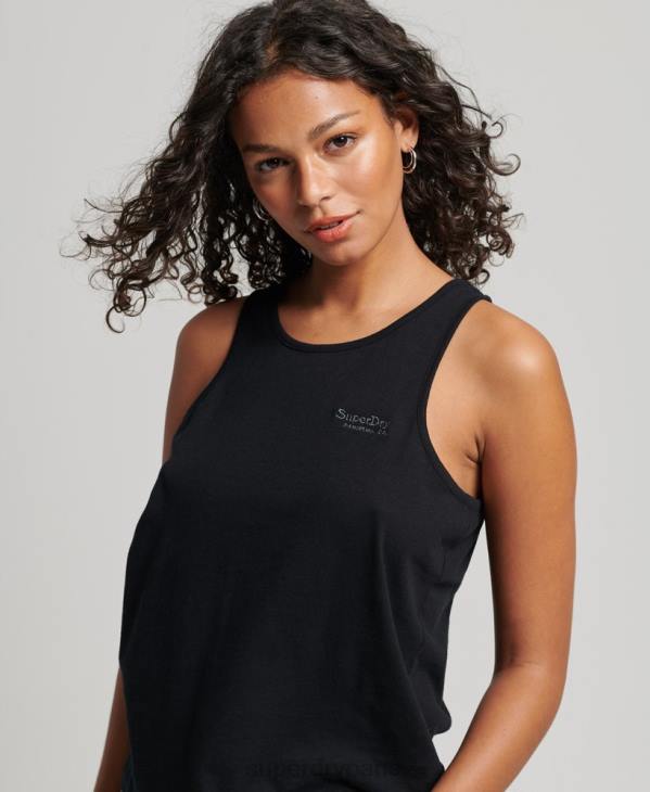 Superdry femmes gilet à logo vintage D64Z2887 vêtements noir