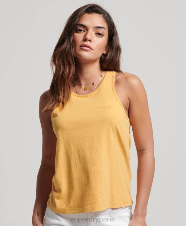 Superdry femmes gilet à logo vintage D64Z3002 vêtements jaune