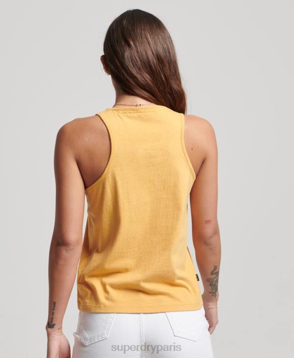 Superdry femmes gilet à logo vintage D64Z3002 vêtements jaune
