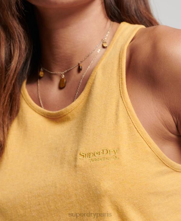 Superdry femmes gilet à logo vintage D64Z3002 vêtements jaune