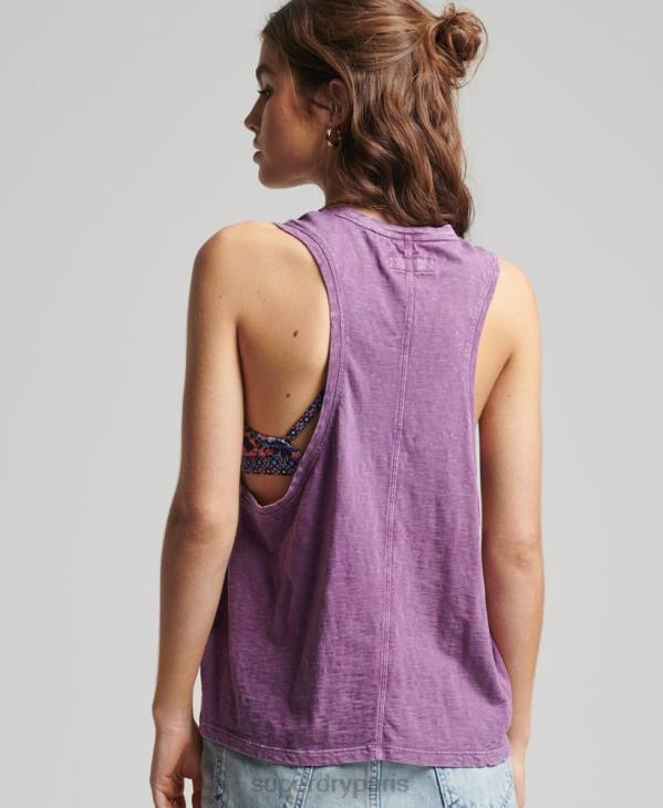 Superdry femmes gilet ranchero surf vintage en coton bio D64Z6693 vêtements violet