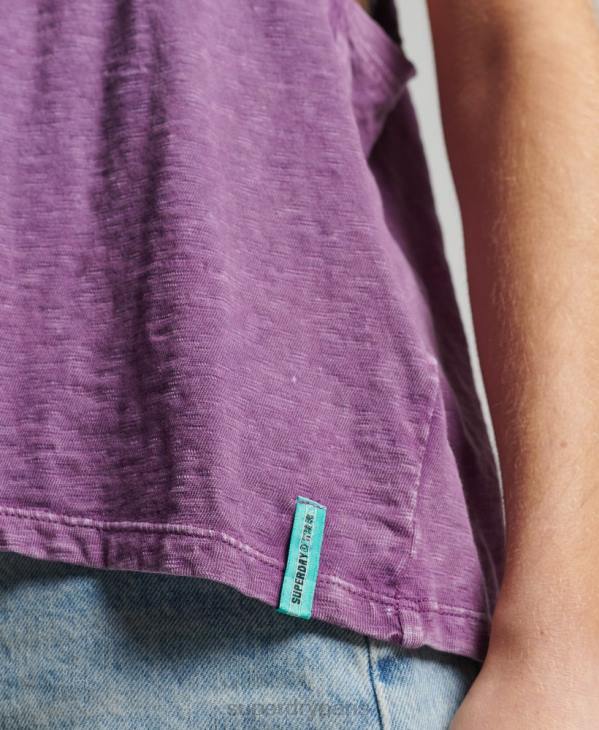 Superdry femmes gilet ranchero surf vintage en coton bio D64Z6693 vêtements violet