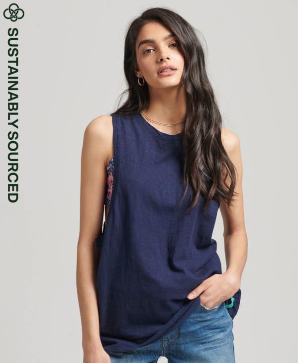 Superdry femmes gilet ranchero surf vintage en coton bio D64Z6768 vêtements marine