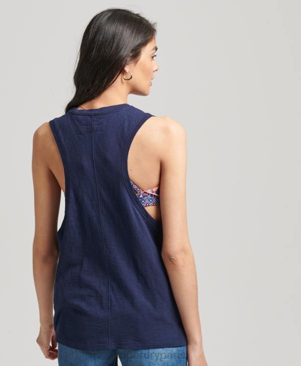 Superdry femmes gilet ranchero surf vintage en coton bio D64Z6768 vêtements marine
