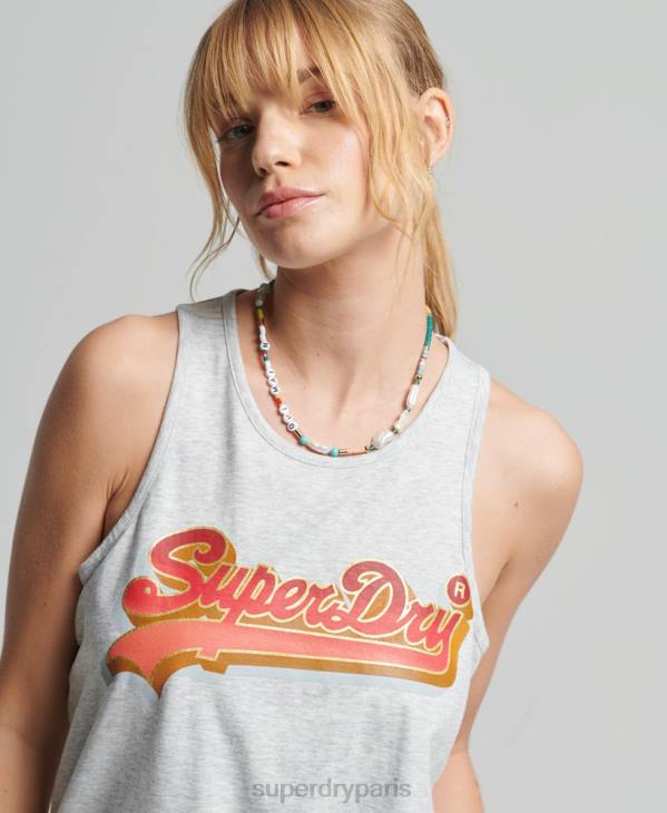Superdry femmes gilet saisonnier à logo vintage D64Z6703 vêtements gris clair