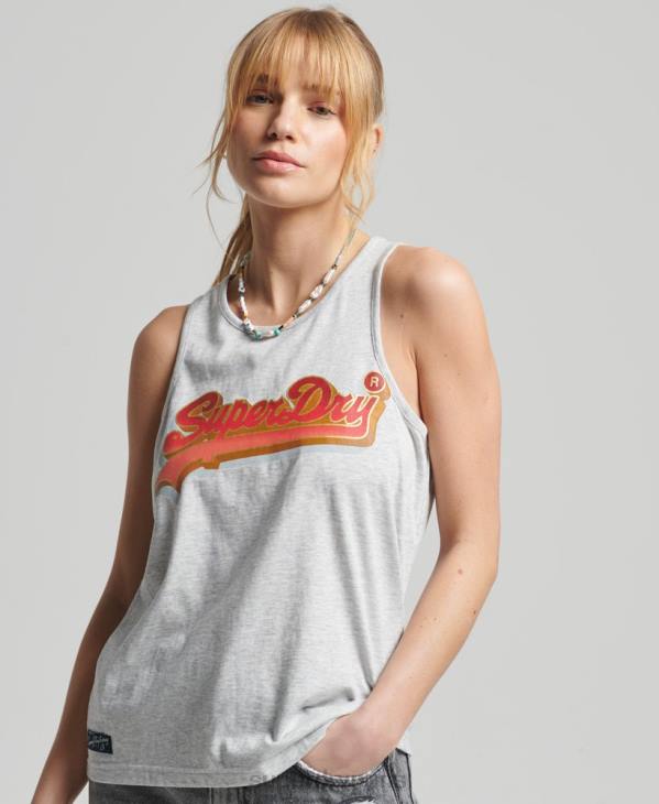 Superdry femmes gilet saisonnier à logo vintage D64Z6703 vêtements gris clair