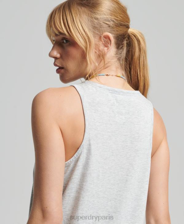 Superdry femmes gilet saisonnier à logo vintage D64Z6703 vêtements gris clair