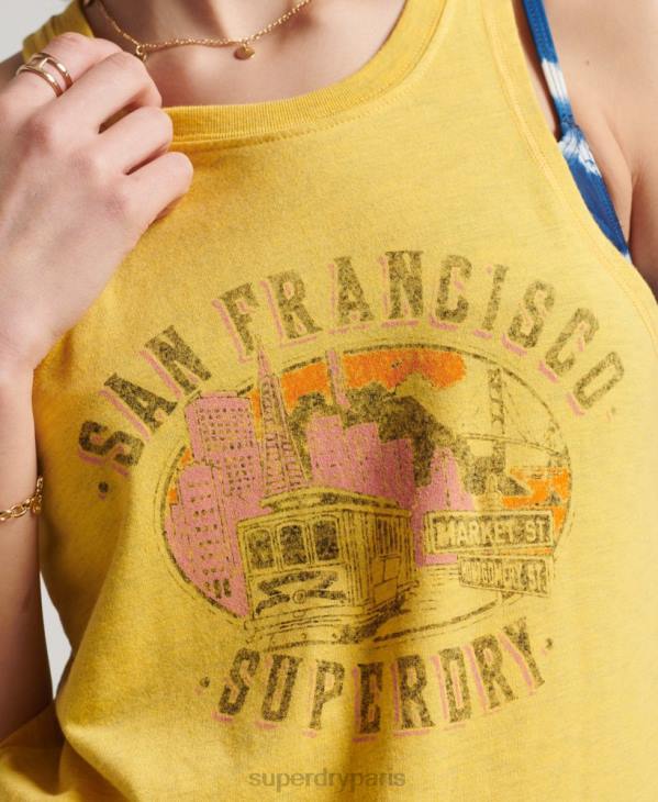 Superdry femmes gilet souvenir de ville vintage D64Z2199 vêtements orange