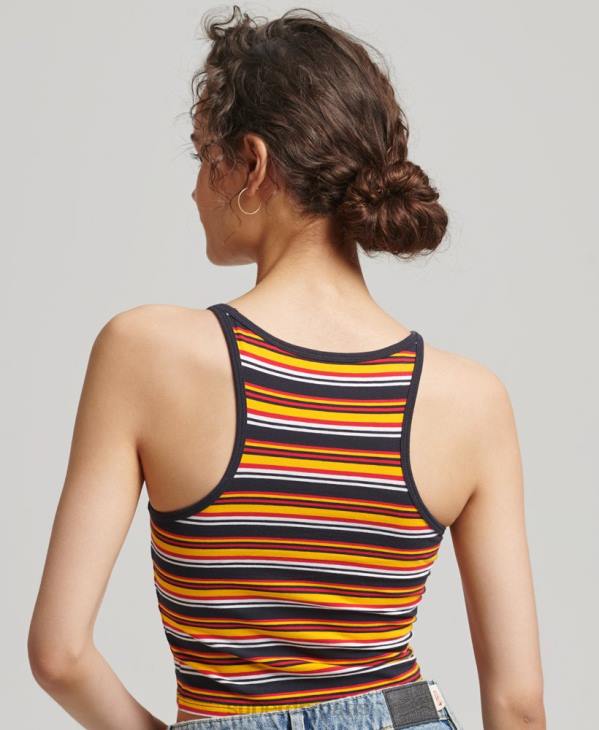 Superdry femmes gilet vintage à rayures cali D64Z2985 vêtements marine