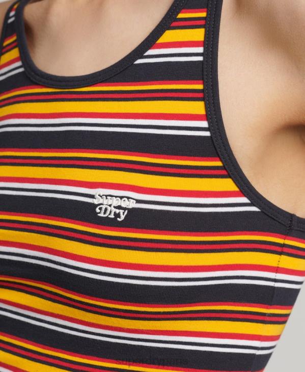 Superdry femmes gilet vintage à rayures cali D64Z2985 vêtements marine