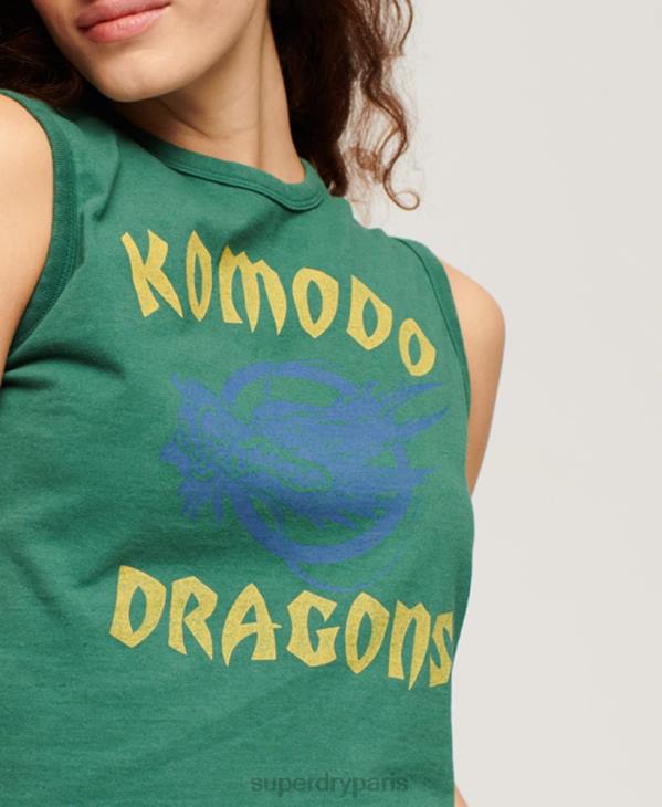 Superdry x Komodo femmes débardeur dragon classique D64Z2097 vêtements vert