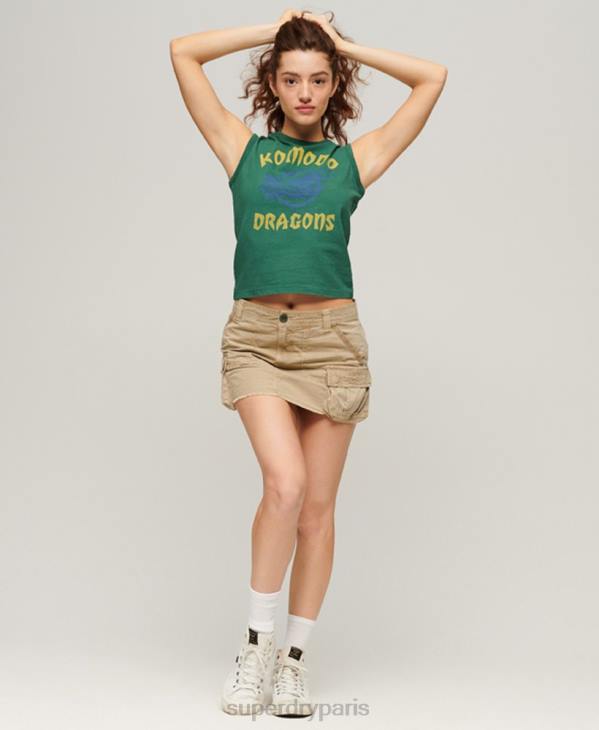 Superdry x Komodo femmes débardeur dragon classique D64Z2097 vêtements vert