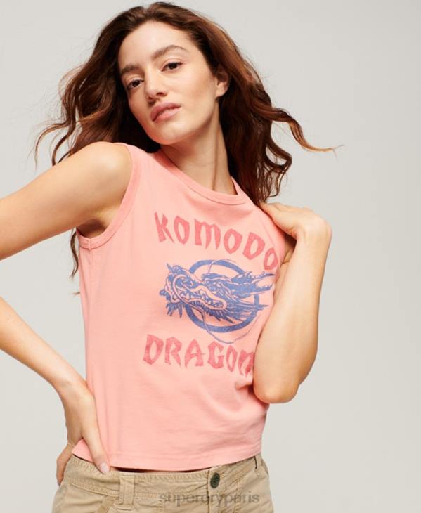 Superdry x Komodo femmes débardeur dragon classique D64Z2116 vêtements corail