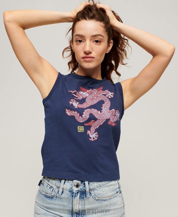 Superdry x Komodo femmes débardeur vintage D64Z2164 vêtements marine