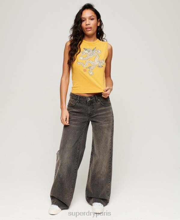 Superdry x Komodo femmes débardeur vintage D64Z2166 vêtements jaune