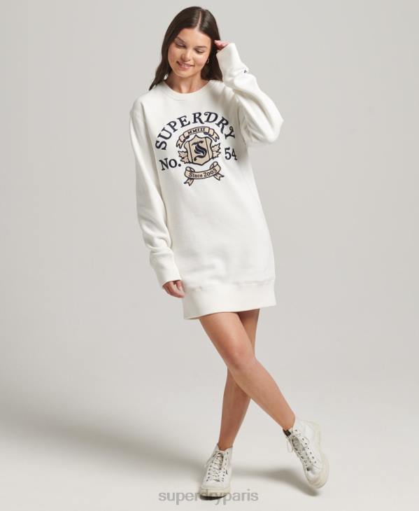 Superdry femmes fierté de l'artisanat robe à col rond D64Z2457 vêtements blanc