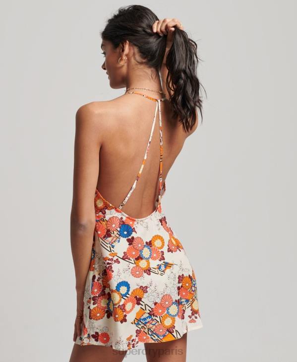 Superdry femmes mini-jupe imprimée D64Z2477 vêtements crème