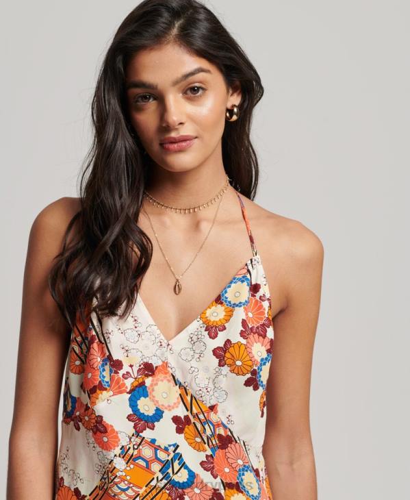 Superdry femmes mini-jupe imprimée D64Z2477 vêtements crème