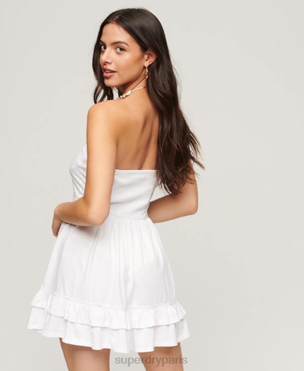 Superdry femmes mini-robe bandeau en dentelle années 50 D64Z1998 vêtements blanc