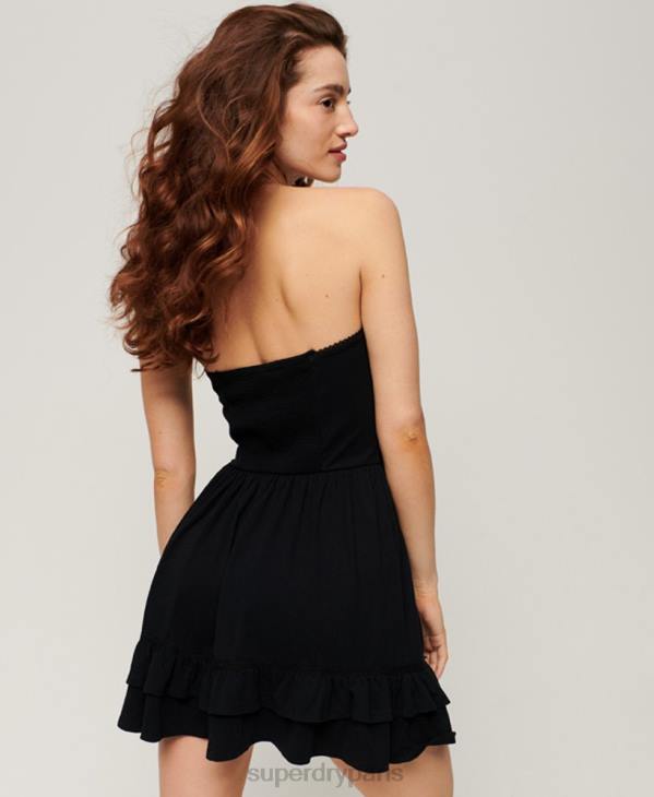 Superdry femmes mini-robe bandeau en dentelle années 50 D64Z2047 vêtements noir