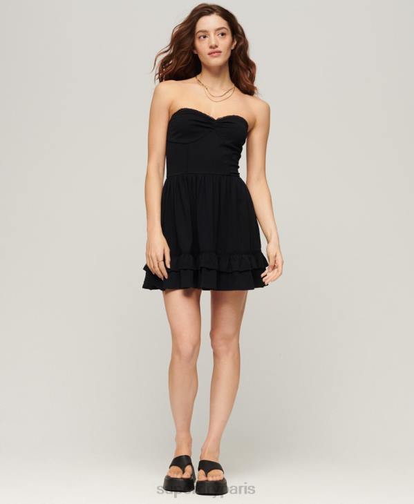 Superdry femmes mini-robe bandeau en dentelle années 50 D64Z2047 vêtements noir