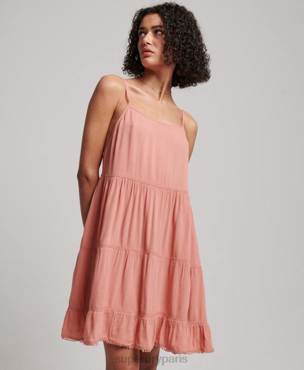 Superdry femmes mini robe caraco de plage D64Z2379 vêtements rose