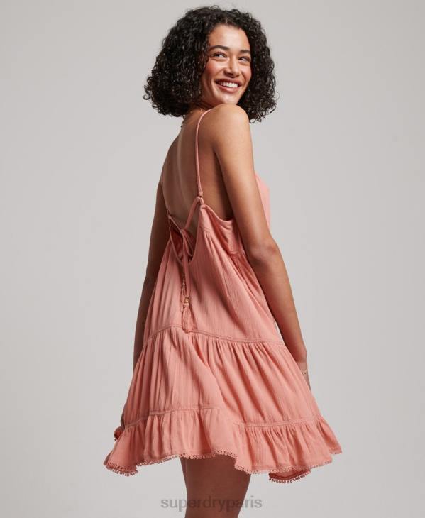 Superdry femmes mini robe caraco de plage D64Z2379 vêtements rose