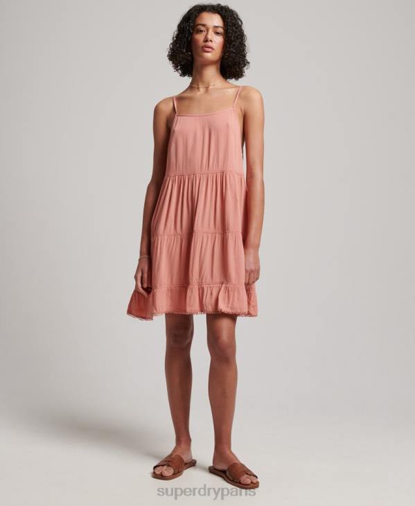 Superdry femmes mini robe caraco de plage D64Z2379 vêtements rose