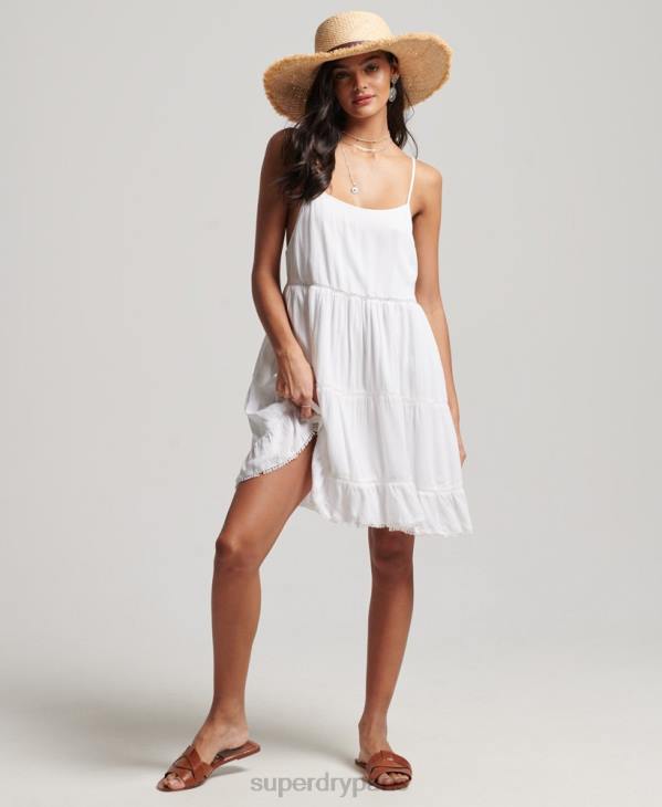 Superdry femmes mini robe caraco de plage D64Z2413 vêtements blanc