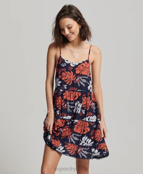 Superdry femmes mini robe caraco de plage D64Z2417 vêtements marine