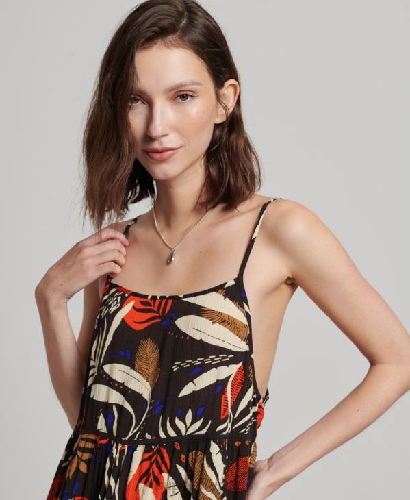 Superdry femmes mini robe caraco de plage D64Z2504 vêtements brun