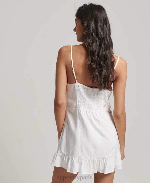 Superdry femmes mini-robe caraco vintage D64Z1967 vêtements blanc