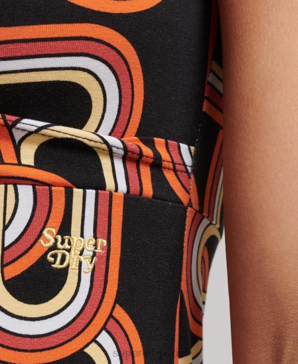 Superdry femmes mini robe de jour imprimée D64Z2384 vêtements noir
