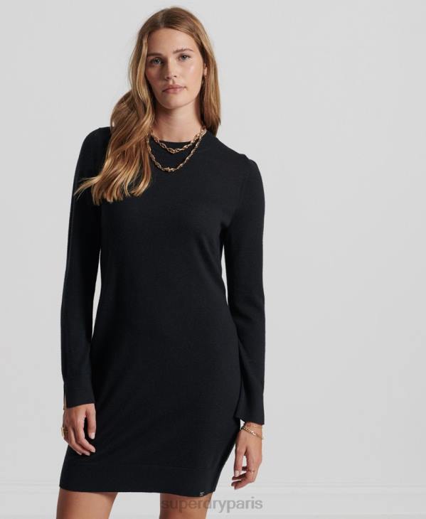 Superdry femmes mini-robe en maille mérinos studios D64Z2522 vêtements noir