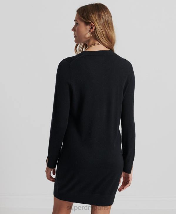 Superdry femmes mini-robe en maille mérinos studios D64Z2522 vêtements noir