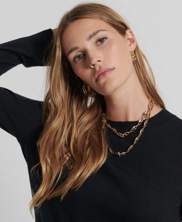 Superdry femmes mini-robe en maille mérinos studios D64Z2522 vêtements noir