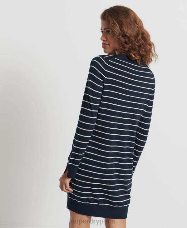 Superdry femmes mini-robe en maille mérinos studios D64Z6604 vêtements marine